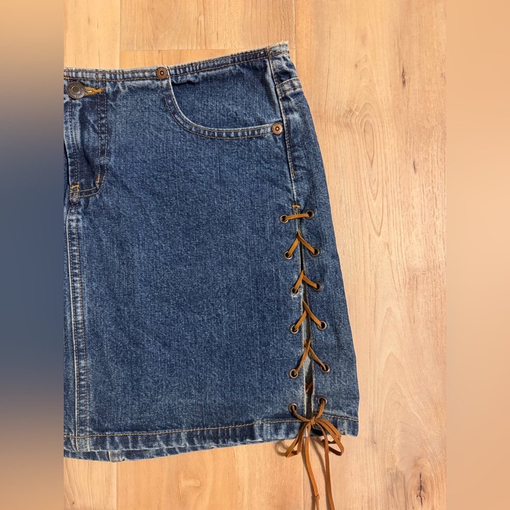 Vintage Y2K Mossimo Denim Lace Up Skirt - Picture 4 of 10